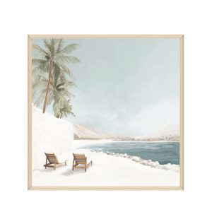 Wall Decoration 60x60cm Framed Canvas Beach Lounges