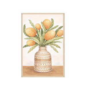 Wall Decoration 60x90cm Framed Canvas Vase with Yellow Flowers