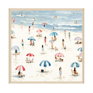 Wall Decoration 80x80cm Framed Canvas Beach Scene