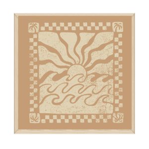 Wall Decoration 80x80cm Framed Canvas Retro Sun